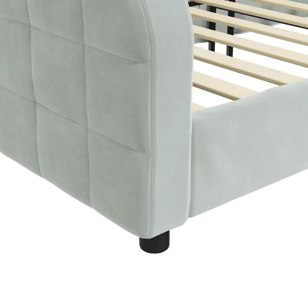 Letto da camera | Letto da Giorno Grigio Chiaro 100x190 cm in Velluto