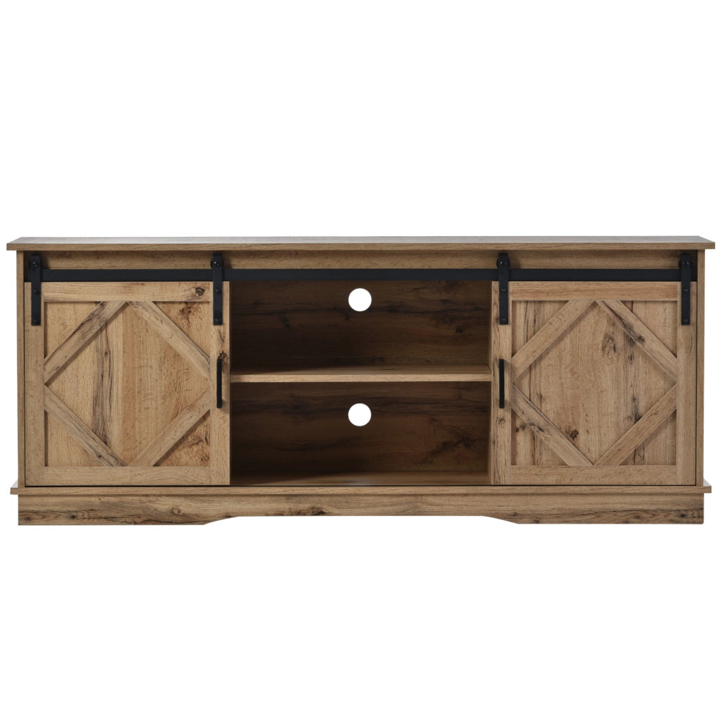Mobile TV ULEVR 150x40x60 cm con 2 ante scorrevoli e ripiani regolabili, marrone rustico