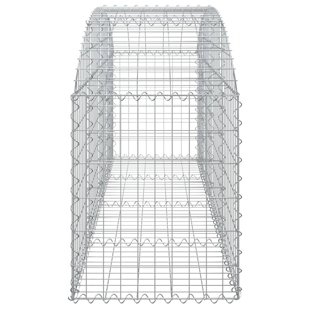 Cesto gabbione recinzione a gabbia muro di contenimento ad arco 200 x 50 x 60/80 cm ferro zincato argento 02_0040044