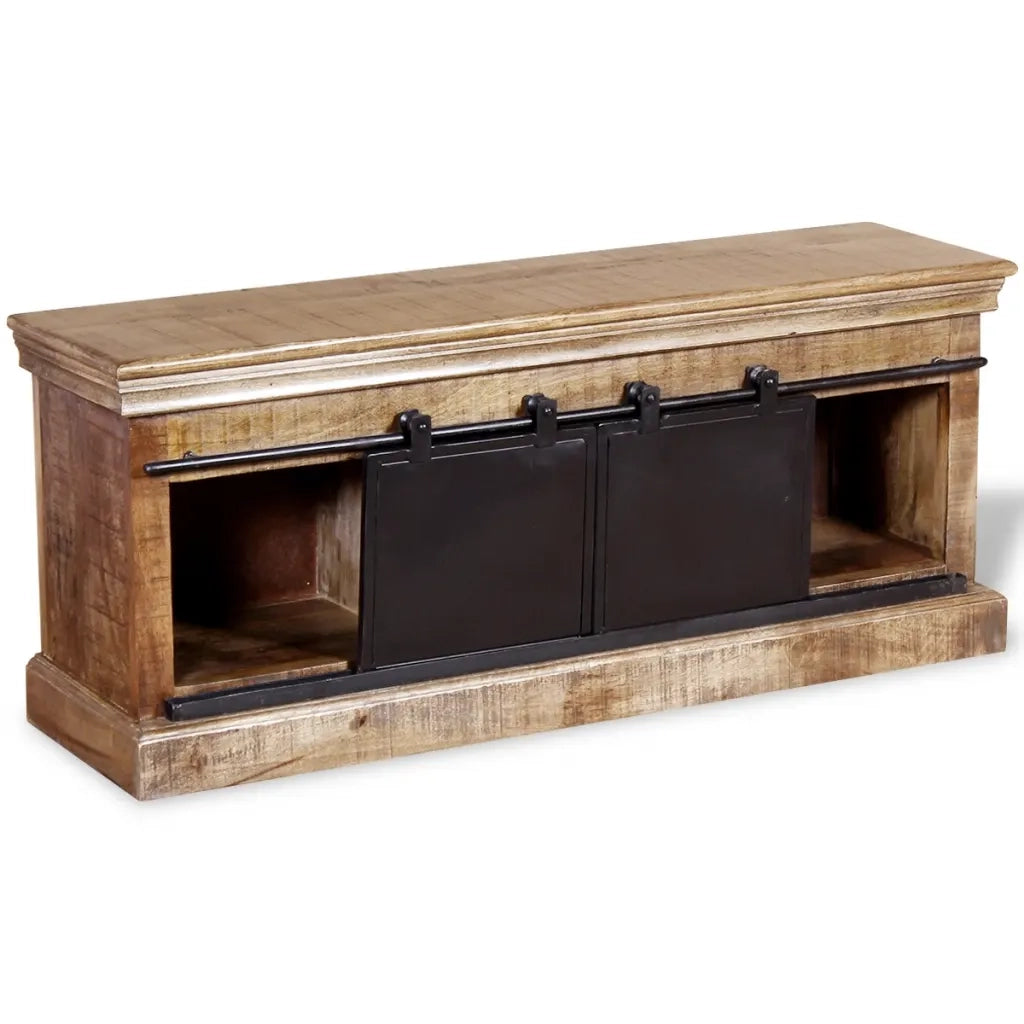 Mobile TV 2 Porte Scorrevoli Legno Massello Mango 110x30x45 cm 244019