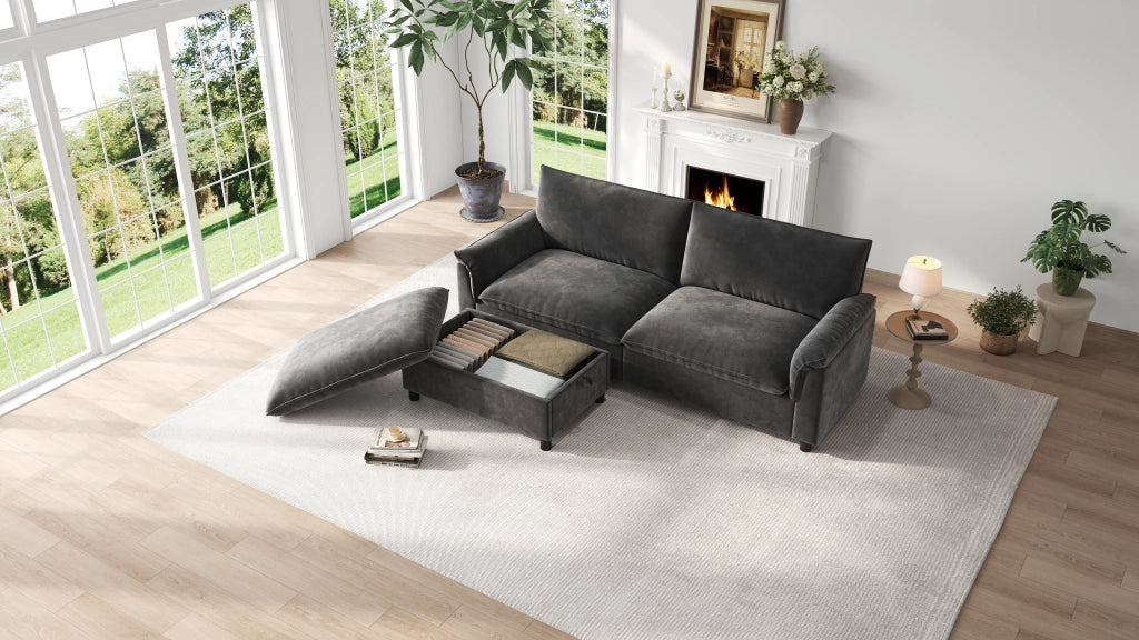 Divano Modulare con Contenitore; Grigio