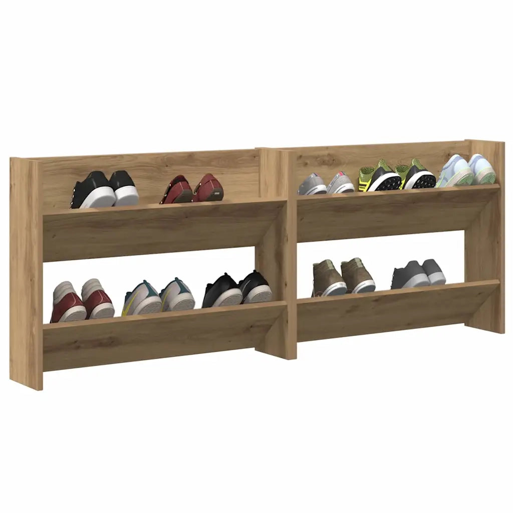 vidaXL Armadi per scarpe da muro 2 pcs rovere artigianale