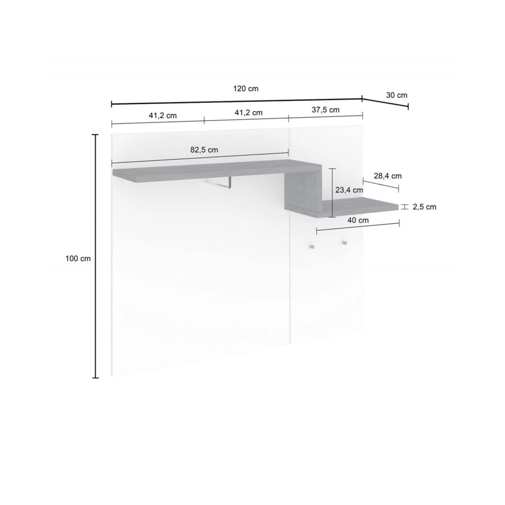 Mugello, Mobile da Ingresso 2 Ripiani Made in Italy, 120x30x100h cm Bianco Lucido