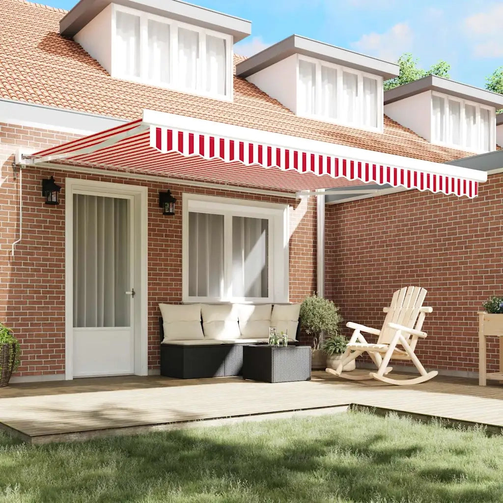 Tenda Retrattile Rosso e Bianco 400 × 300 cm Tessuto e Metallo 3330555