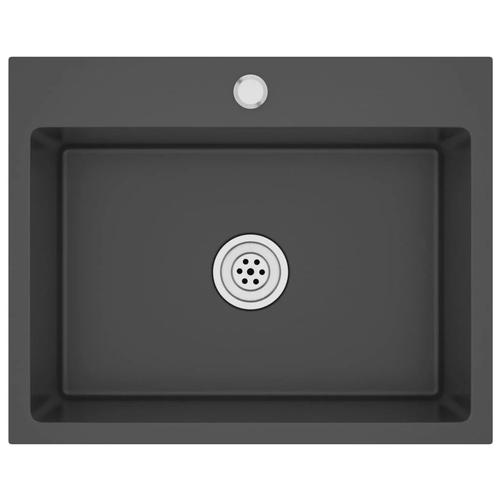 Lavello da cucina fatto a mano 55 x 44 cm acciaio inox nero 02_0002462