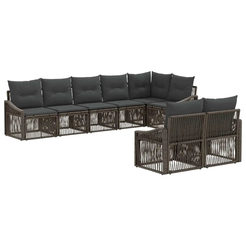 Set Divano da Giardino 8 pcs Grigio polyrattan 3436067