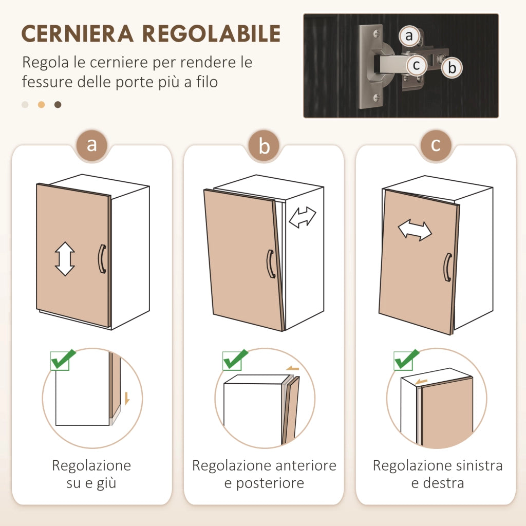 Armadio Cucina con Ante Vetro a 9 Ripiani Regolabili ¨C zephmum ¨C Legno e Nero 76x36x160 cm