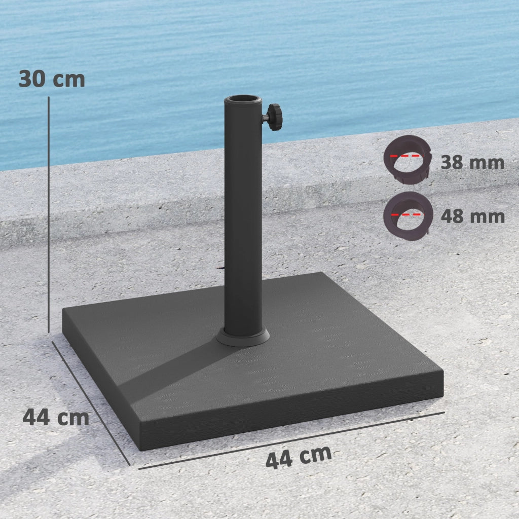 Base per Ombrellone Quadrata 44x44x30 cm da 14.5 kg  in HDPE e Cemento Nero