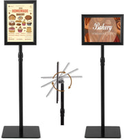 A3 Poster Stand Espositore da Pavimento Supporto Poster Menù per Pubblicità da Terra, Girevole a 360 Gradi, Regolabile in Altezza (A4 Nero x 2)