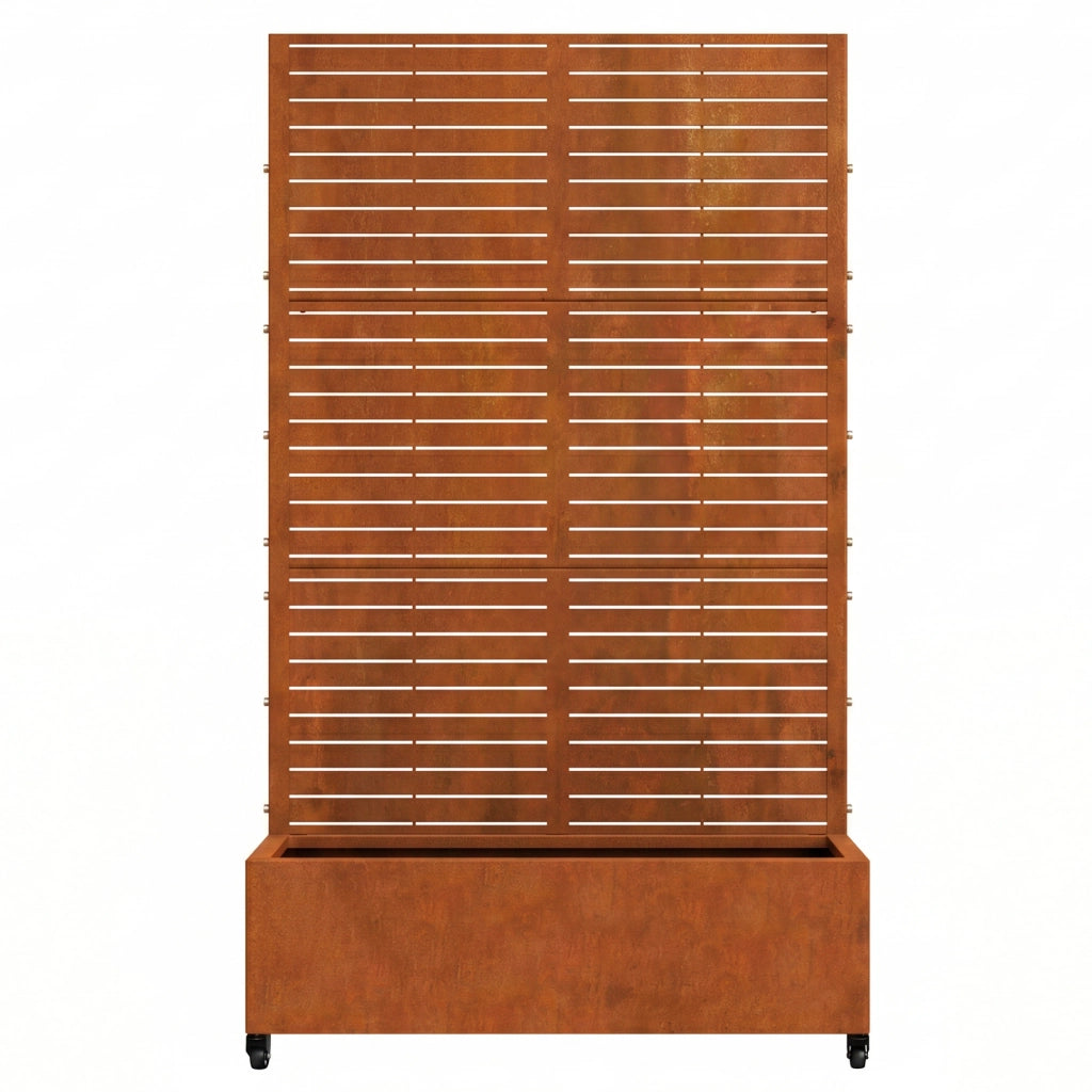Fioriera con Spalliera Nodepp in Acciaio Corten 190 x 120 x 38 cm - Marrone Ossidato casa.pro