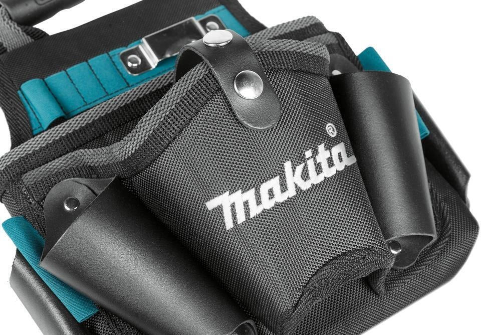 Makita E-15182 Borsa Portautensili per Trapano Ambidestro in Pelle e Poliestere con Supporto per Metro e Clip per Cintura colore Nero