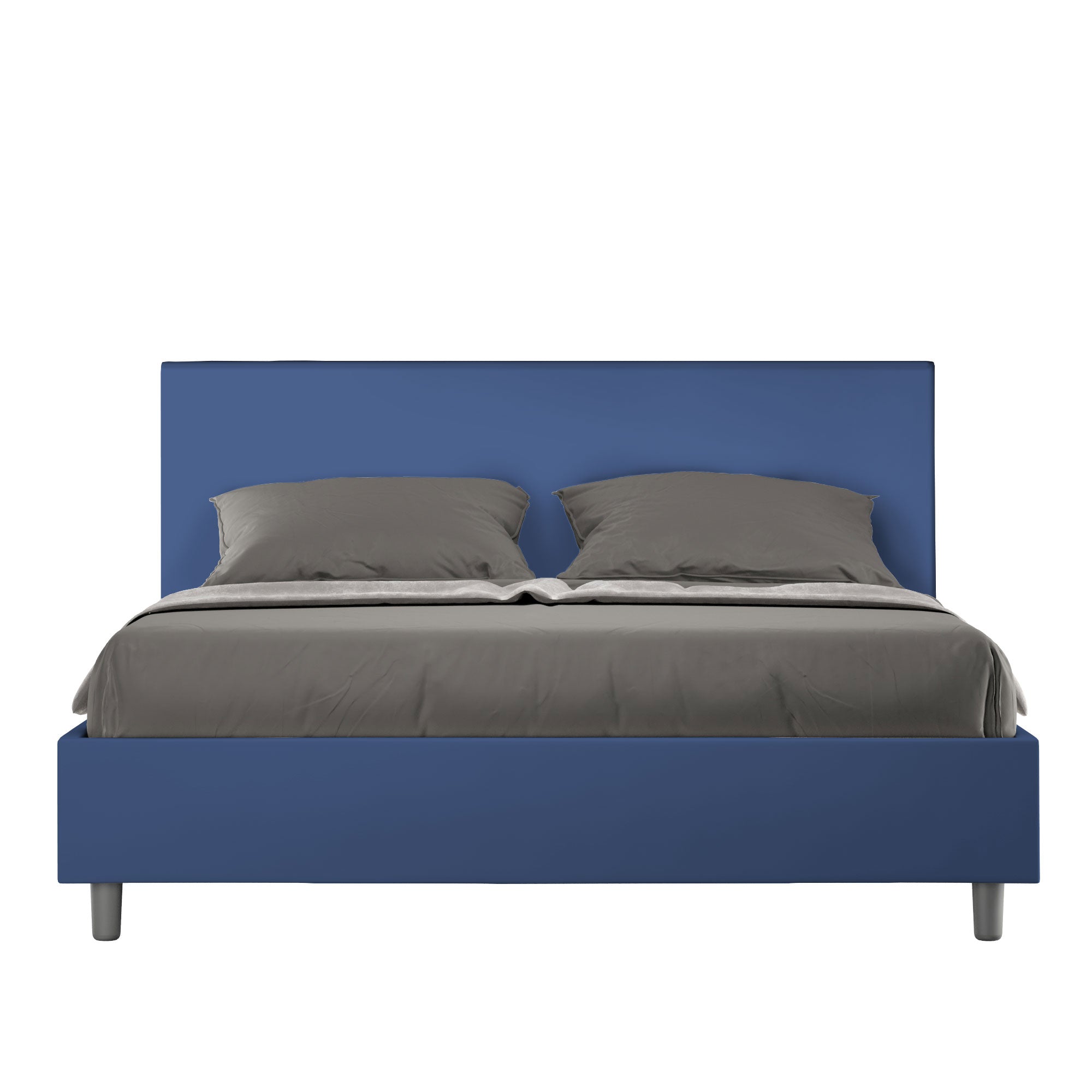 Letto Matrimoniale 160x190 cm Senza Rete Senza Testata Imbottito in Similpelle Adele Blu
