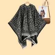 Sciarpa classica con stampa leopardata, cardigan reversibile da donna in jacquard, caldo e a prova di freddo.