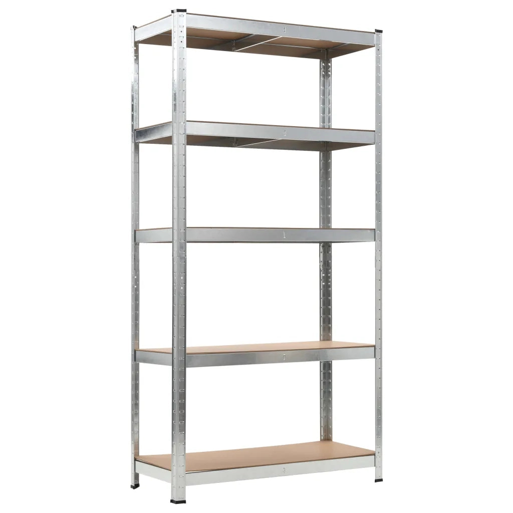 Scaffale Resistente 5 Strati Argento in Acciaio e Multistrato 30063