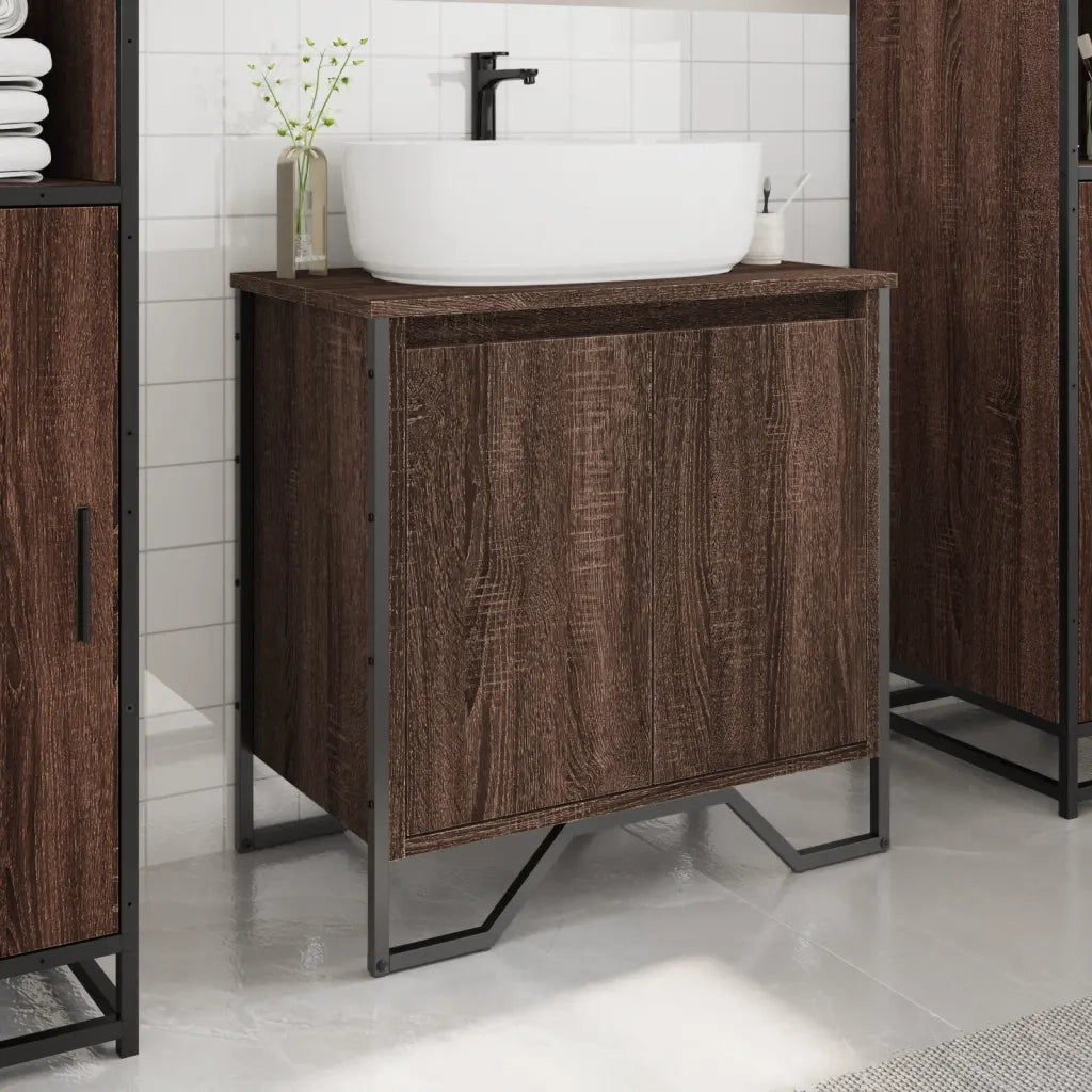 Mobile Lavabo | Armadio Lavabo Bagno Rovere Marrone 60x35x60cm in Truciolato