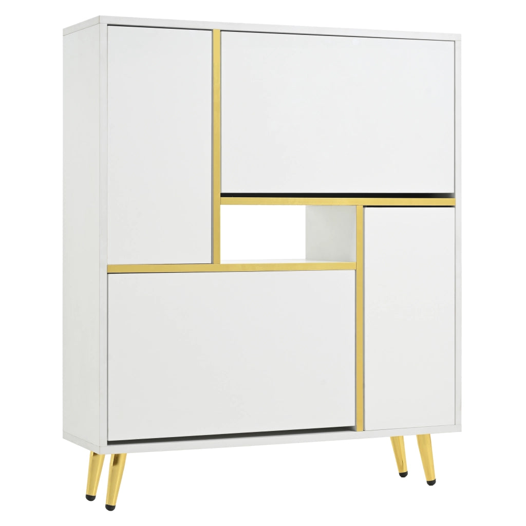 Scarpiera con 2 ante e ripiani regolabili, LED a 16 colori controllabile da app, frontale lucido, bianca, 80 × 25 × 96 cm