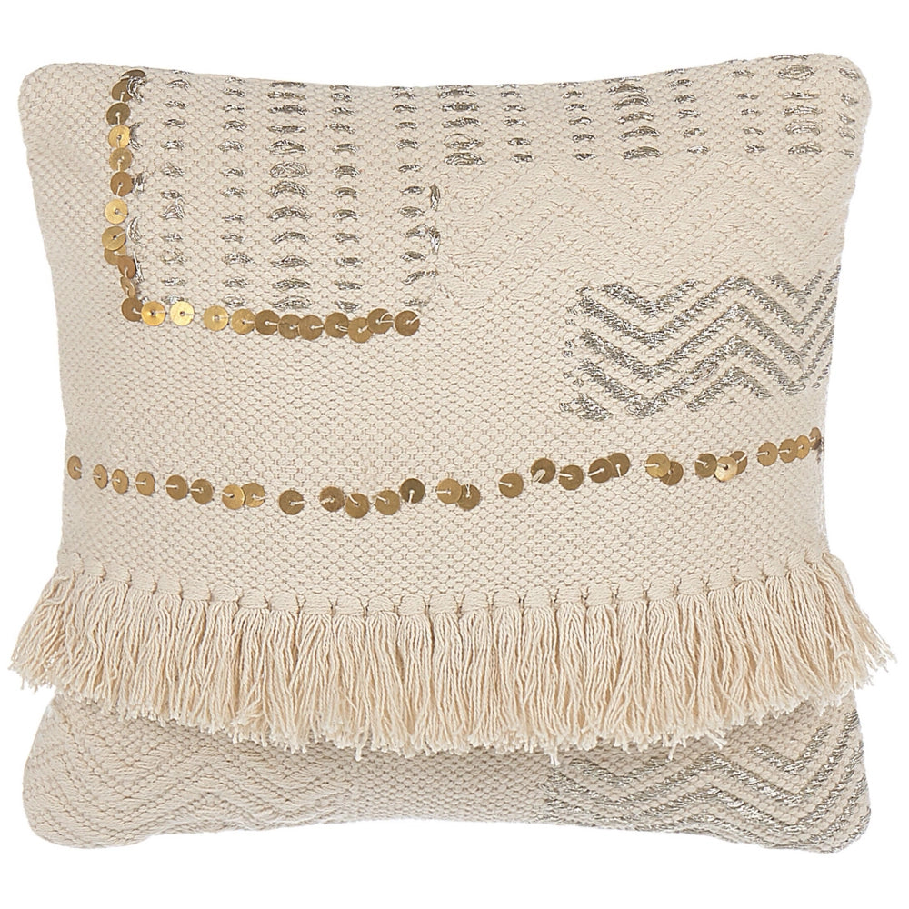 Set di 2 cuscini decorativi beige 45 x 45 cm con nappe Boho Retro Decor accessori
