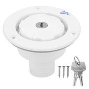 Attacco di scarico 75 gradi - Cappuccio chiuso - Materiale ABS impermeabile - Inclusi 2 chiavi - Adatto per camper e rimorchi - Altezza 85mm, diametro 110mm - Attacco di scarico