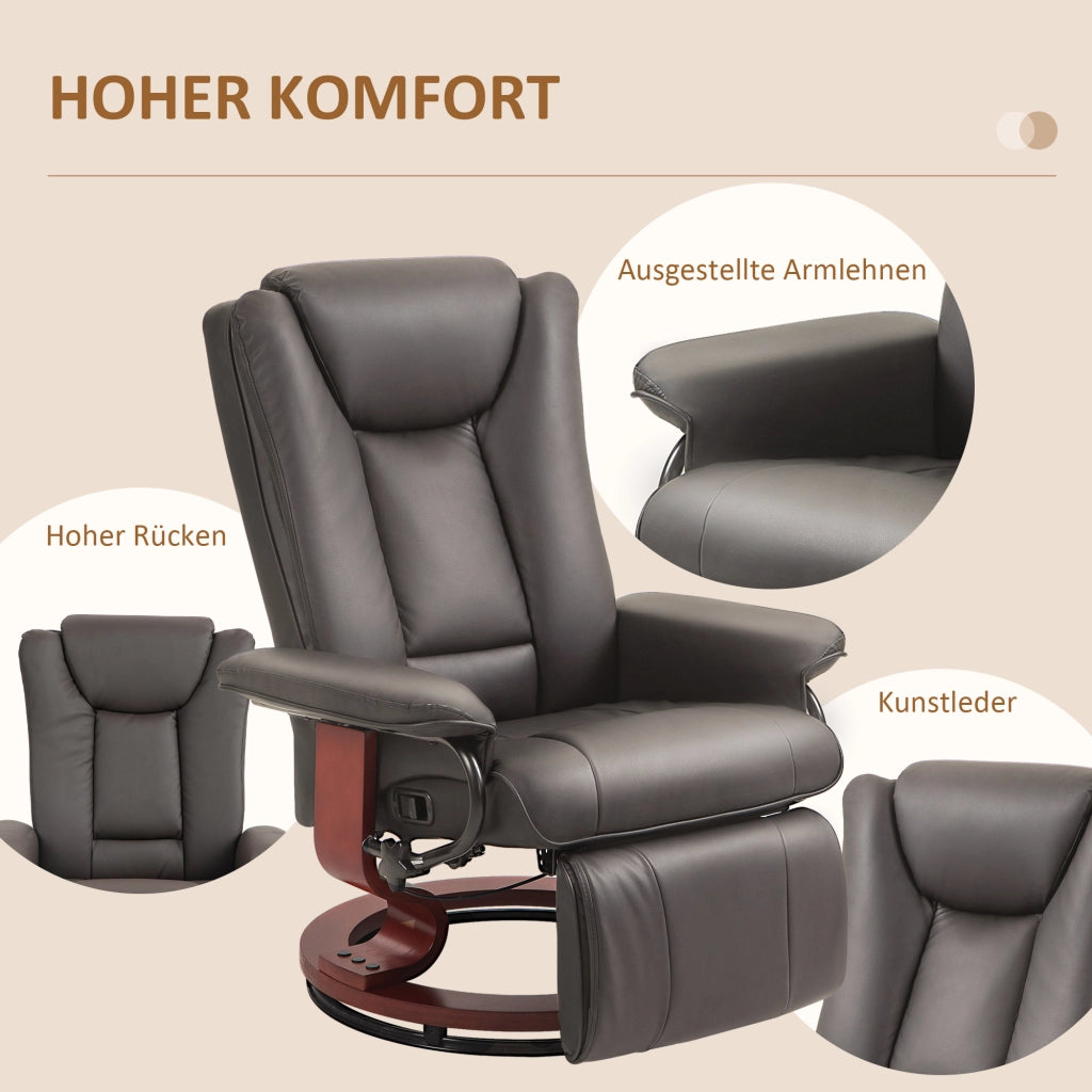 Poltrona relax girevole reclinabile ¨C zephmum ¨C similpelle marrone