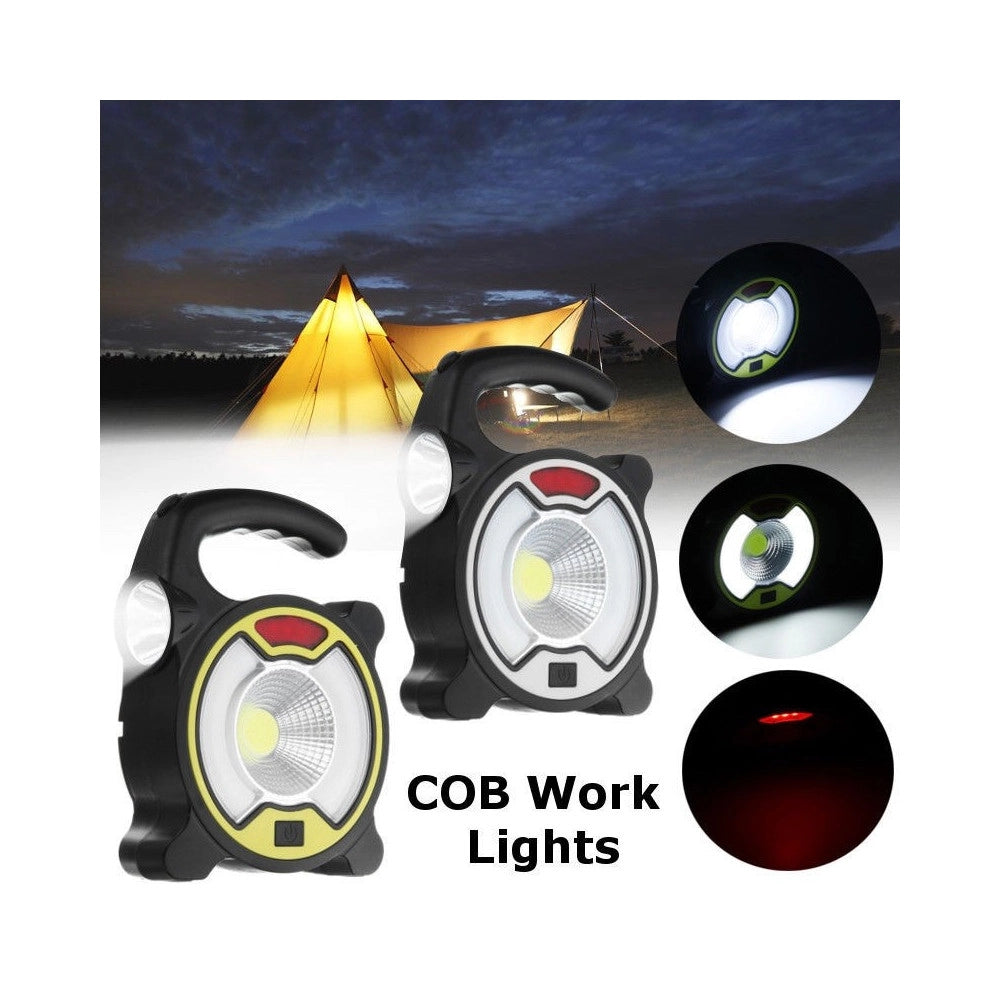 Trade Shop - Torcia Led Cob Emergenza Luce Faro Da Lavoro Ricaricabile Con Pannello Solare -