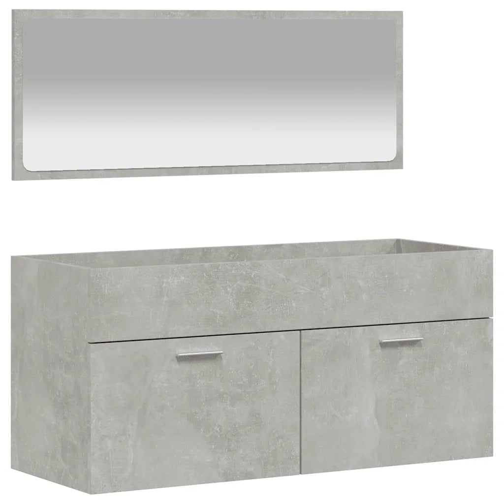 Mobile da Bagno con Specchio-Armadietto a Specchio da Bagno Grigio Cemento Legno Multistrato 169809