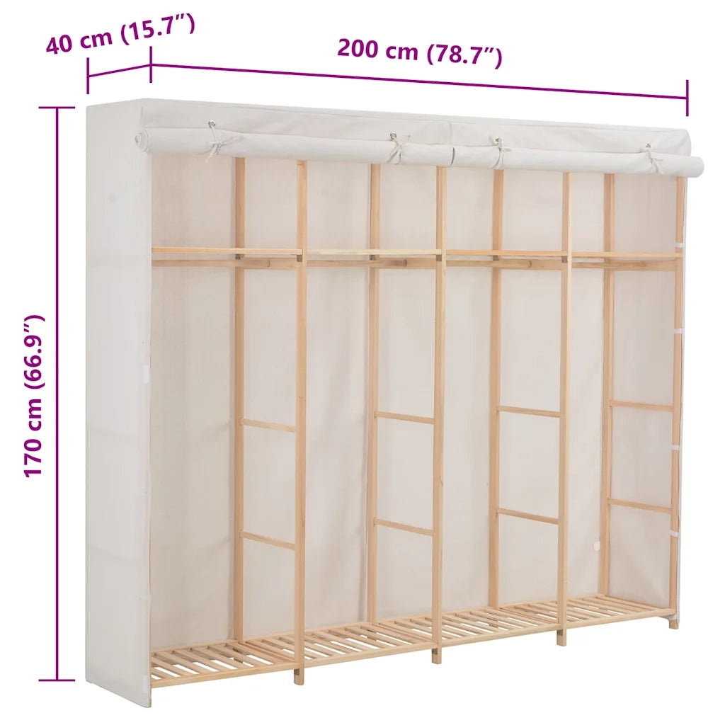 Armadio Bianco 200x40x170 cm in Tessuto 248200