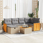 Set Divani da Giardino 7 pz con Cuscini Beige in Polyrattan 3326035