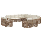 Set Divano da Giardino 13 pcs Beige e Bianco Crema polyrattan 3435306