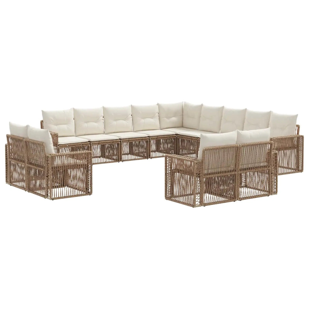 Set Divano da Giardino 13 pcs Beige e Bianco Crema polyrattan 3435306