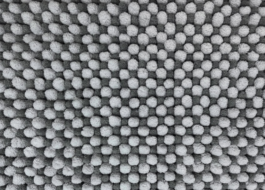 Tappeto Bagno Doccia Antiscivolo In Ciniglia Super Assorbente Modello Dots - Parure 3 Pezzi - Perla