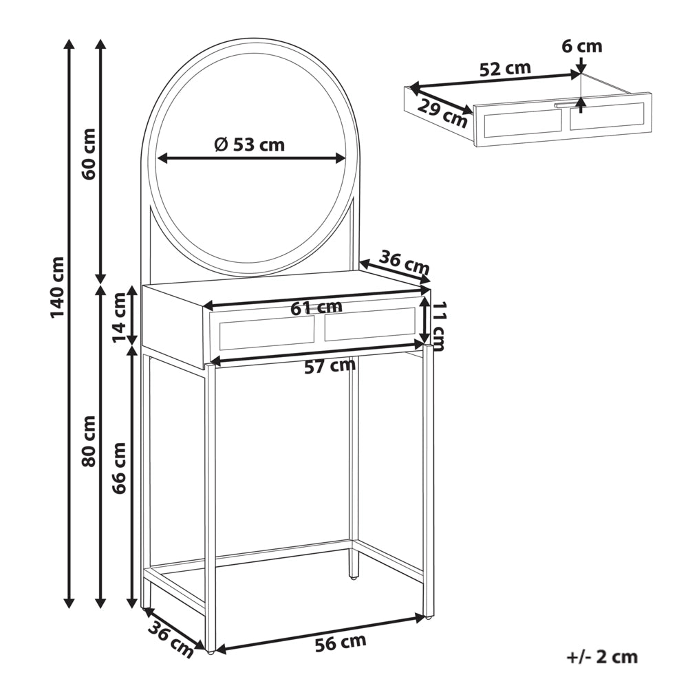Tavolino toeletta con specchio e cassetto in marrone chiaro e nero con sgabello e specchio camera da letto soggiorno