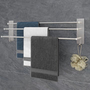 Maniglione per asciugamani 3 stanghe senza fori 75cm acciaio inossidabile SUS304 maniglione adesivo per asciugamani argento Maniglione per asciugamani con due ganci per cucina, bagno, camera da letto argento
