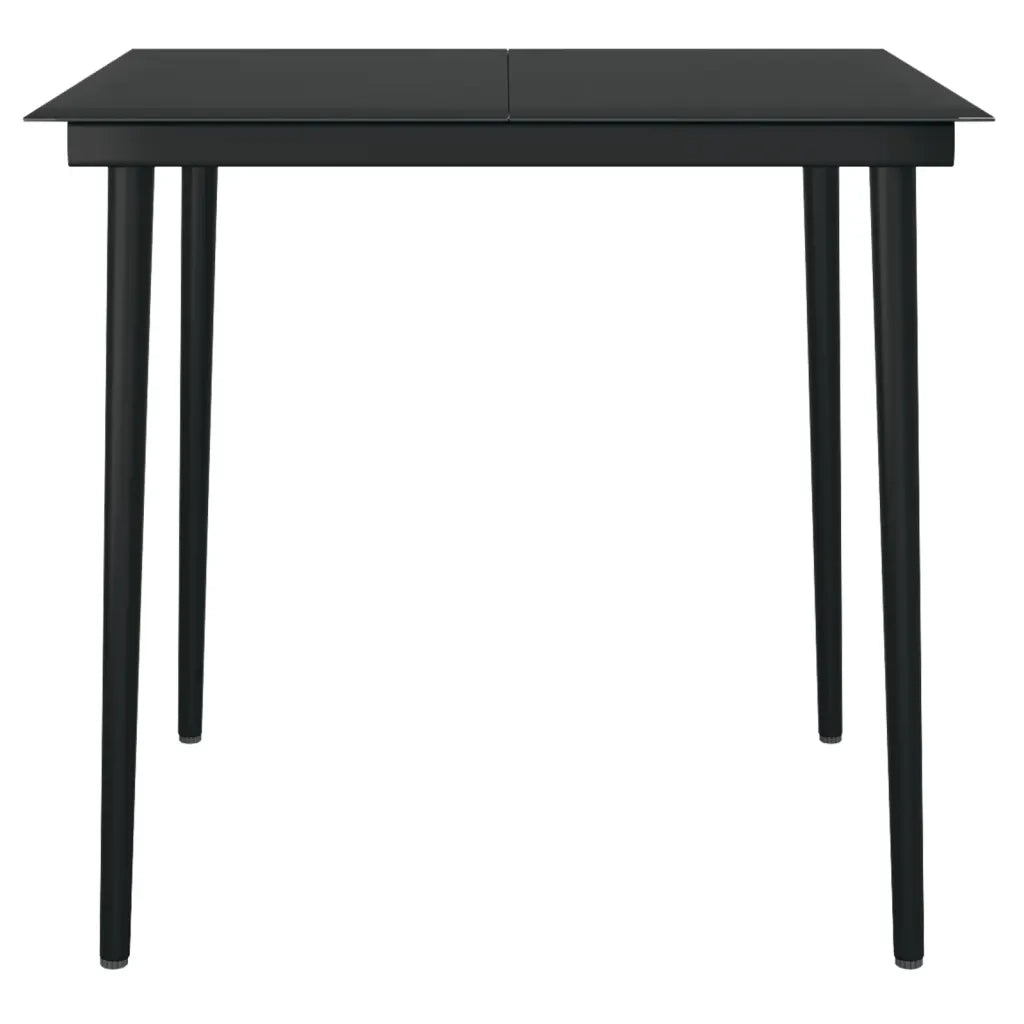 Tavolo da Giardino Nero 80x80x74 cm in Acciaio e Vetro 318749