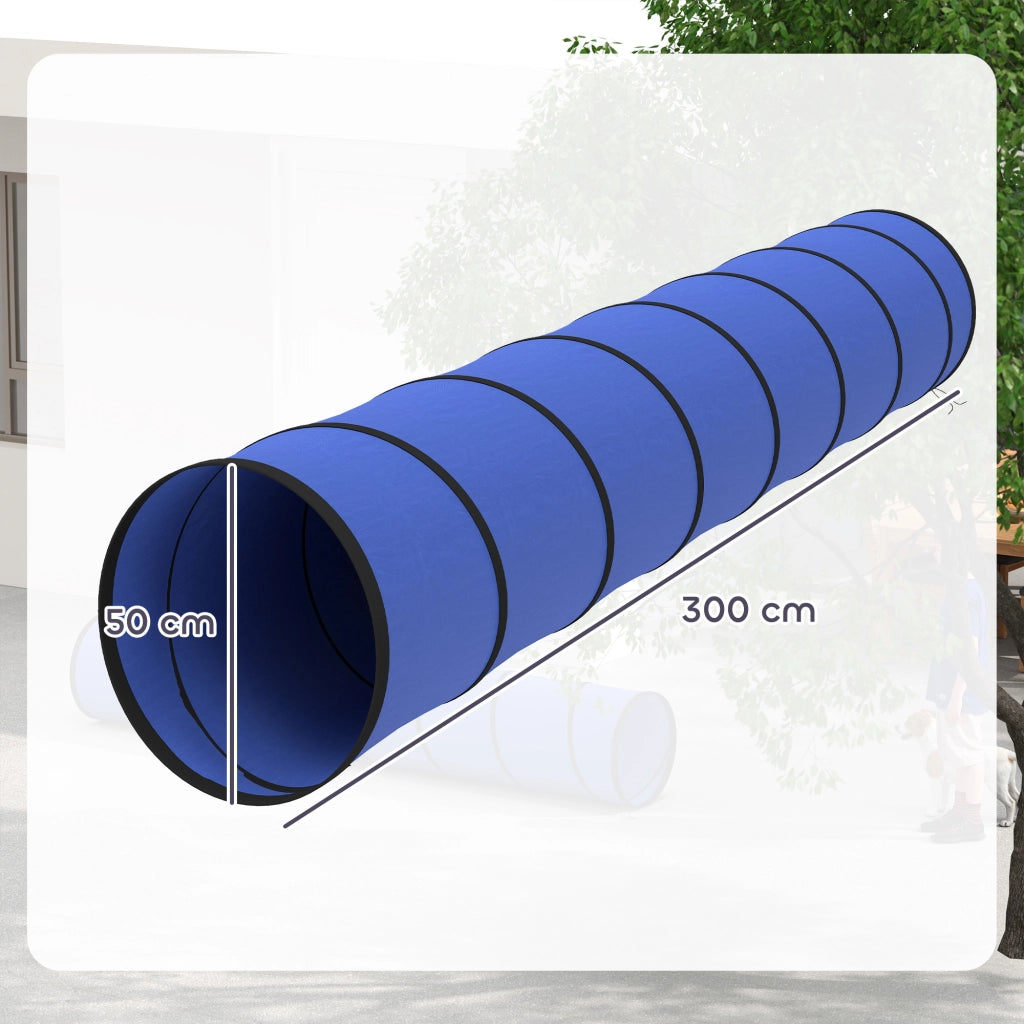 Tunnel per cani Agility 300x50 cm ¨C zephmum ¨C Blu con 4 picchetti e borsa