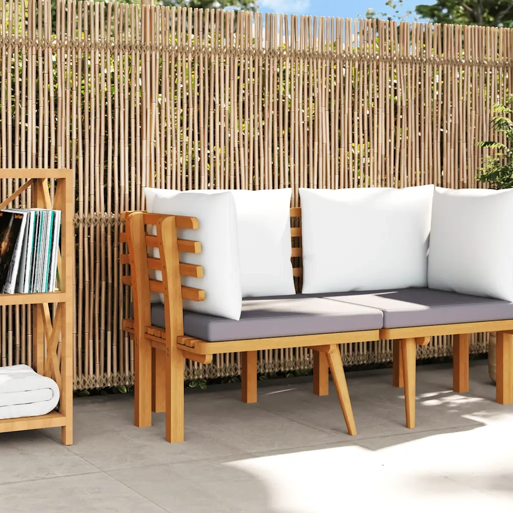 Divano Angolare da Giardino con Cuscini-Sofa da Giardino-Divanetto da esterno in Legno d'Acacia