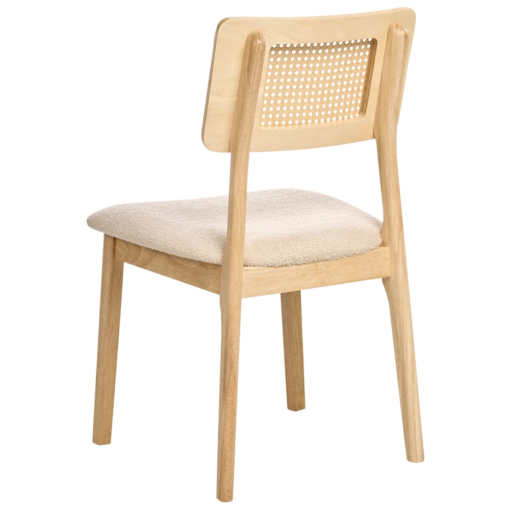 Set di 2 sedie da pranzo Sedute imbottite in poliestere marrone chiaro Struttura in legno laccato senza braccioli Stile retrò