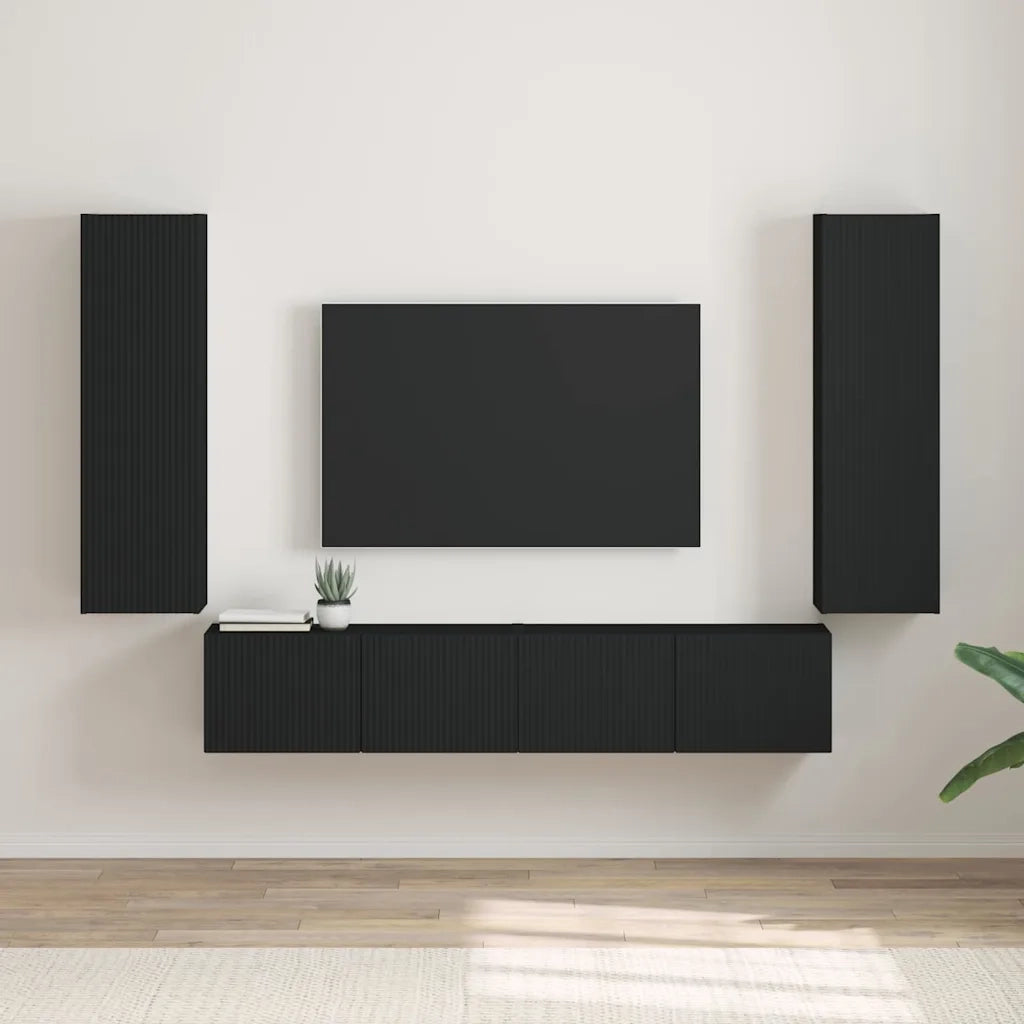 Mobile TV da parete 2 pz-Set di 2 Mobile TV a Muro-Credenza TV Nero 30 x 31 x 100 cm