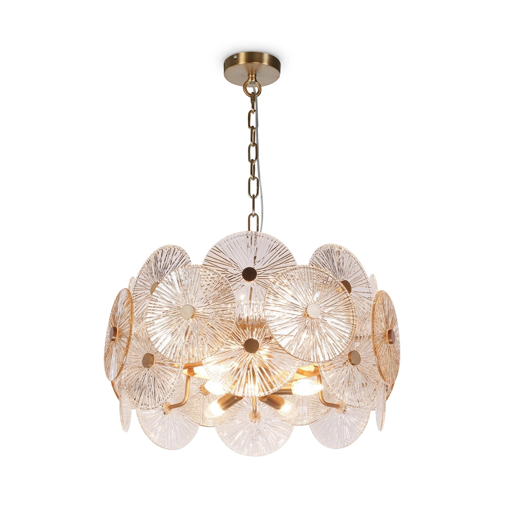 Lampadario Maytoni Aster ottone 8 luci vetro E14 Ø63cm