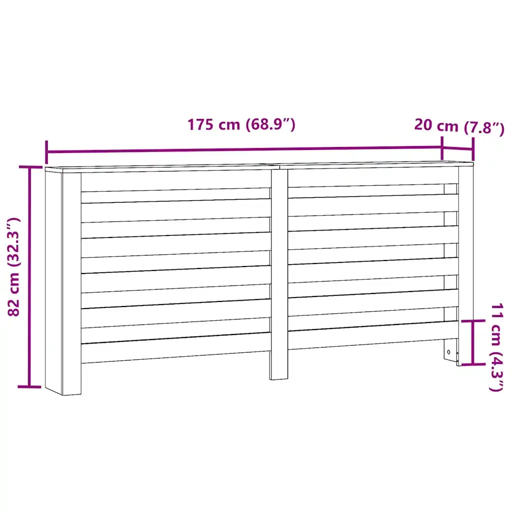 Copertura Termosifone Nera 175x20x82 cm in Legno Multistrato CFW7208411