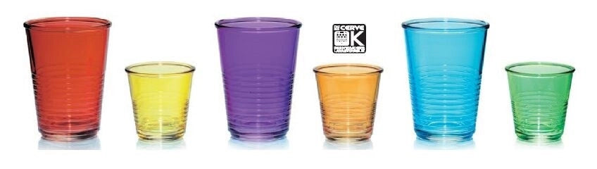 Set 3 Bicchierini Tazzine caffe' in vetro pic nic rosso cerve