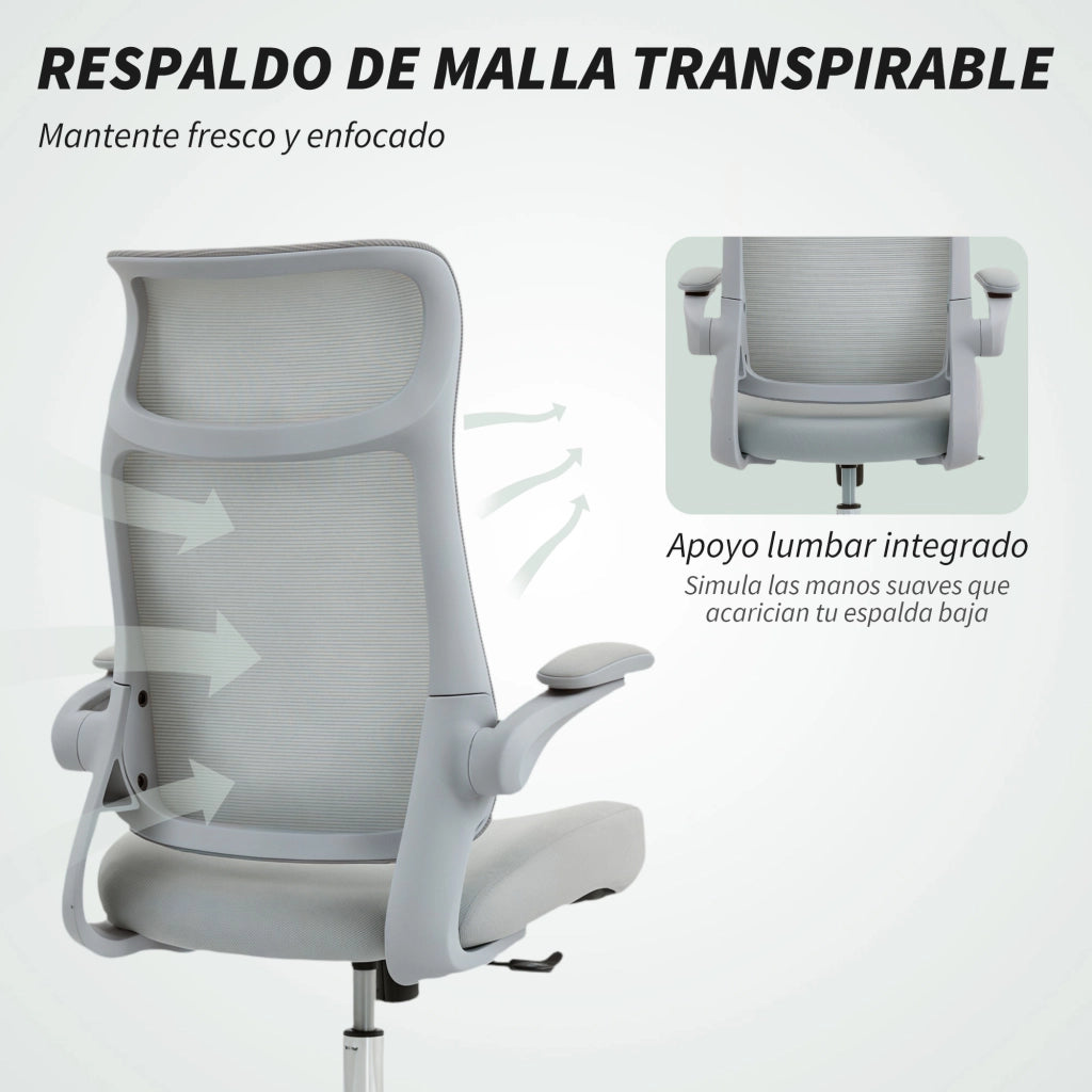 Sedia da Ufficio Ergon¨®mica con Schienale a Reticolo e Supporto Lombare ¨C Zephmum ¨C Grigio