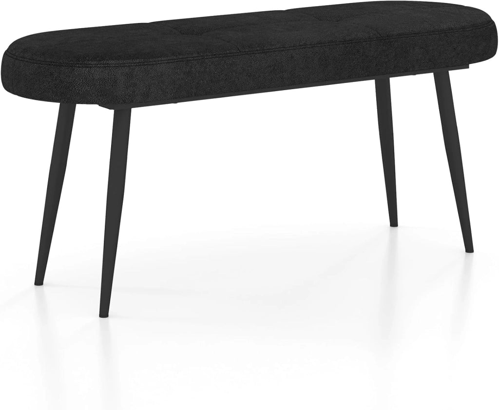 Panca Scarpiera da 113 cm, Panca da Ingresso con Cuscino Imbottito in Spugna e Gambe Metalliche Solide, Panca Fondo Letto per Soggiorno Camera da Letto, Carico 300 kg (Grigio)