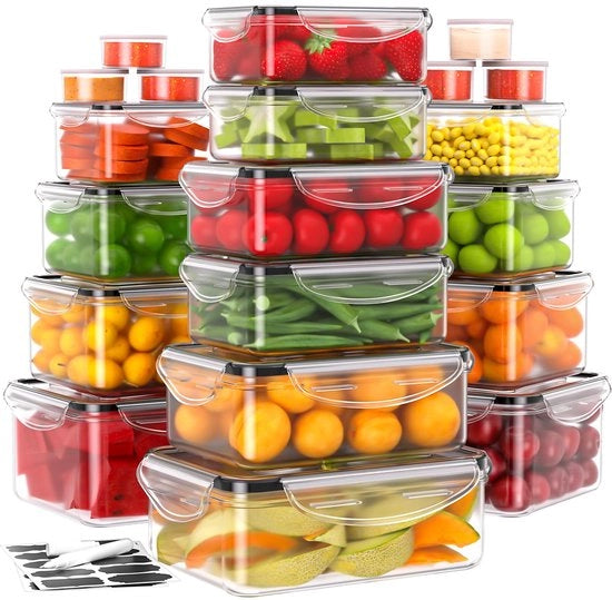 Contenitori alimentari a 40 pezzi con coperchio (20 contenitori + 20 coperchi), imballaggio lekvrijo per la cucina, BPA libero