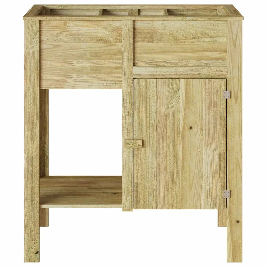 Vaso Alto con lo scaffale-Fioriera da Esterno-Contenitore per Piante Marrone Legno di pino impregnato