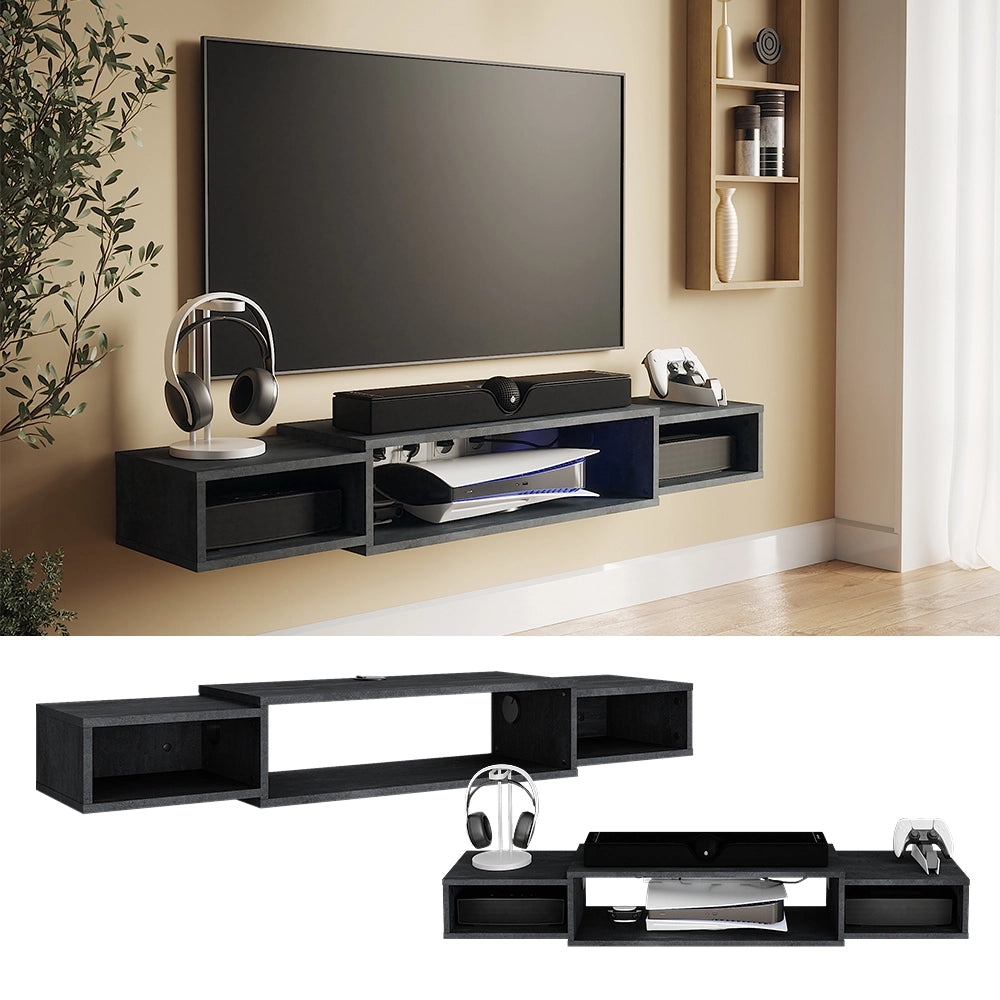 Vicco Mobile tv Calcestruzzo nero 139.7 x 20.3 cm con ripiani aperti