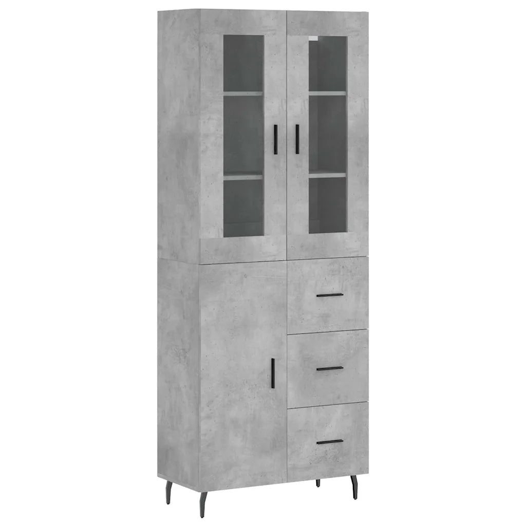 Credenza | Madia | Buffet da pranzo | Armadio da pranzo Grigio Cemento 69,5x34x180 cm in Legno Multistrato