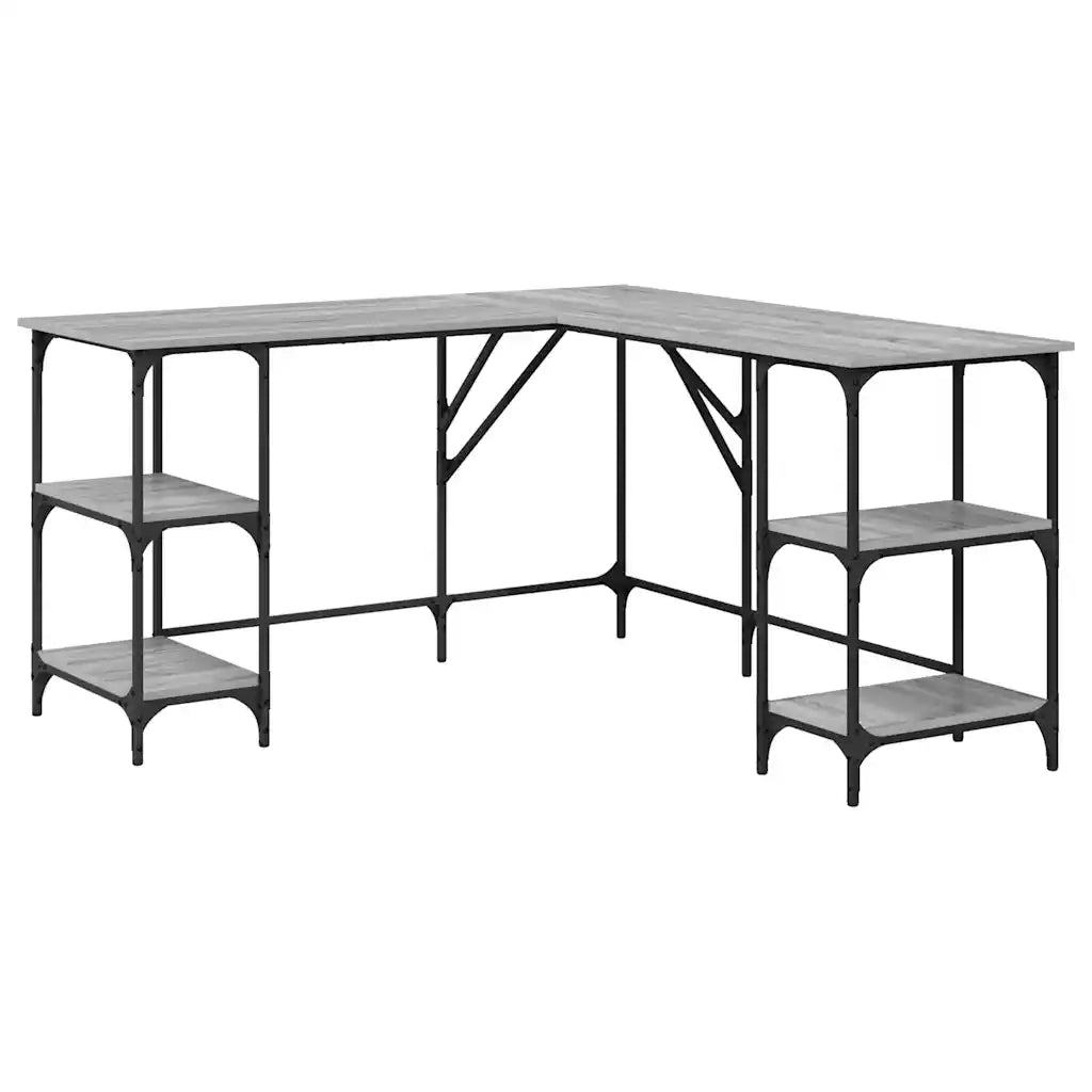 Scrivania Grigio Sonoma 139x139x75 cm in Legno Multistrato 837595