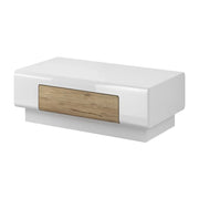 Tavolino basso OHIO – Bianco opaco e rovere 110x60 cm