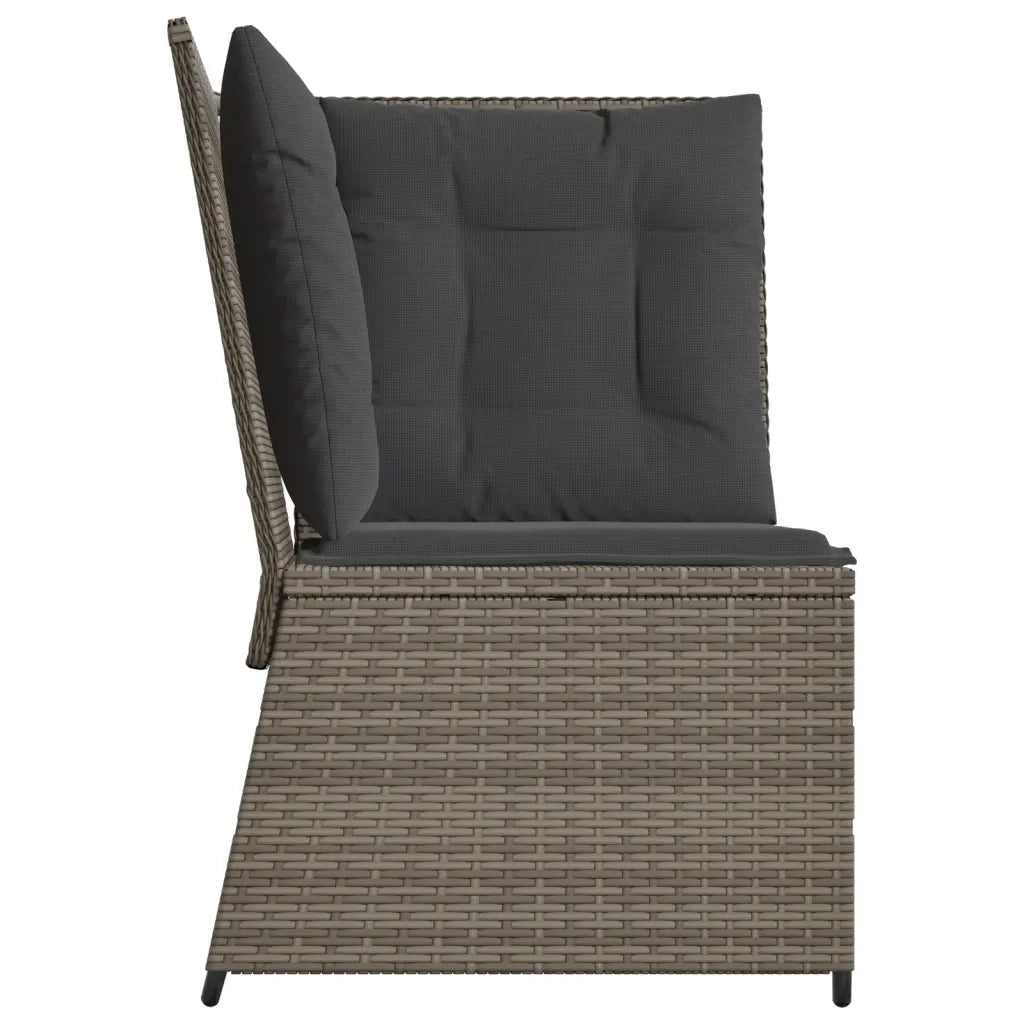 vidaXL Divano Angolare da Giardino con Cuscini Grigio in Polyrattan
