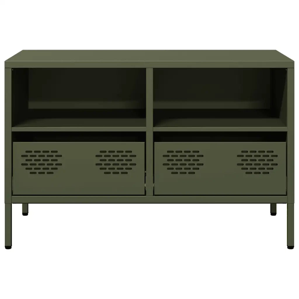 vidaXL Mobile TV Verde Oliva 68x39x43,5cm in Acciaio Laminato a Freddo